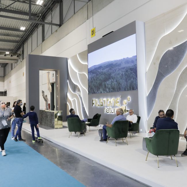 stand da Filstone na Marmomac 2022 em Verona — Hall 12 B1-C1-D1 e Área E 557-559