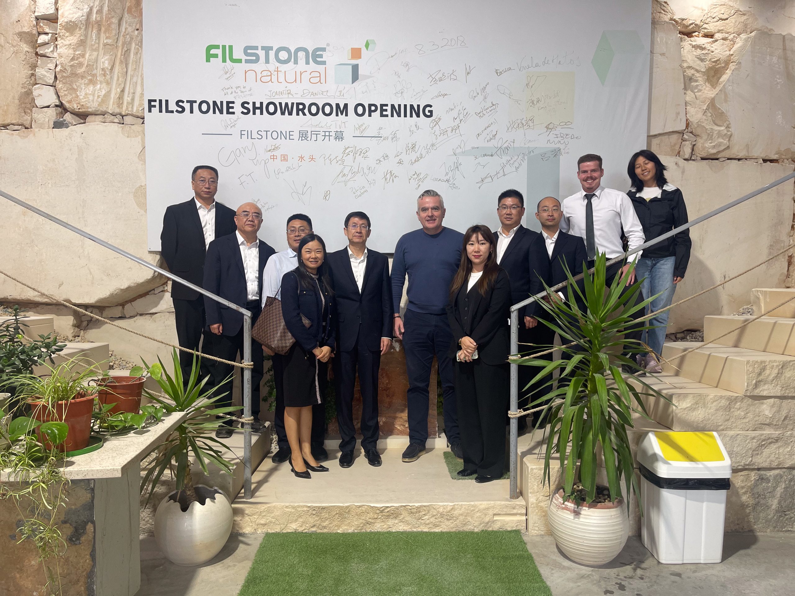 delegação de Sichuan em visita técnica à Filstone — exportação de calcário
